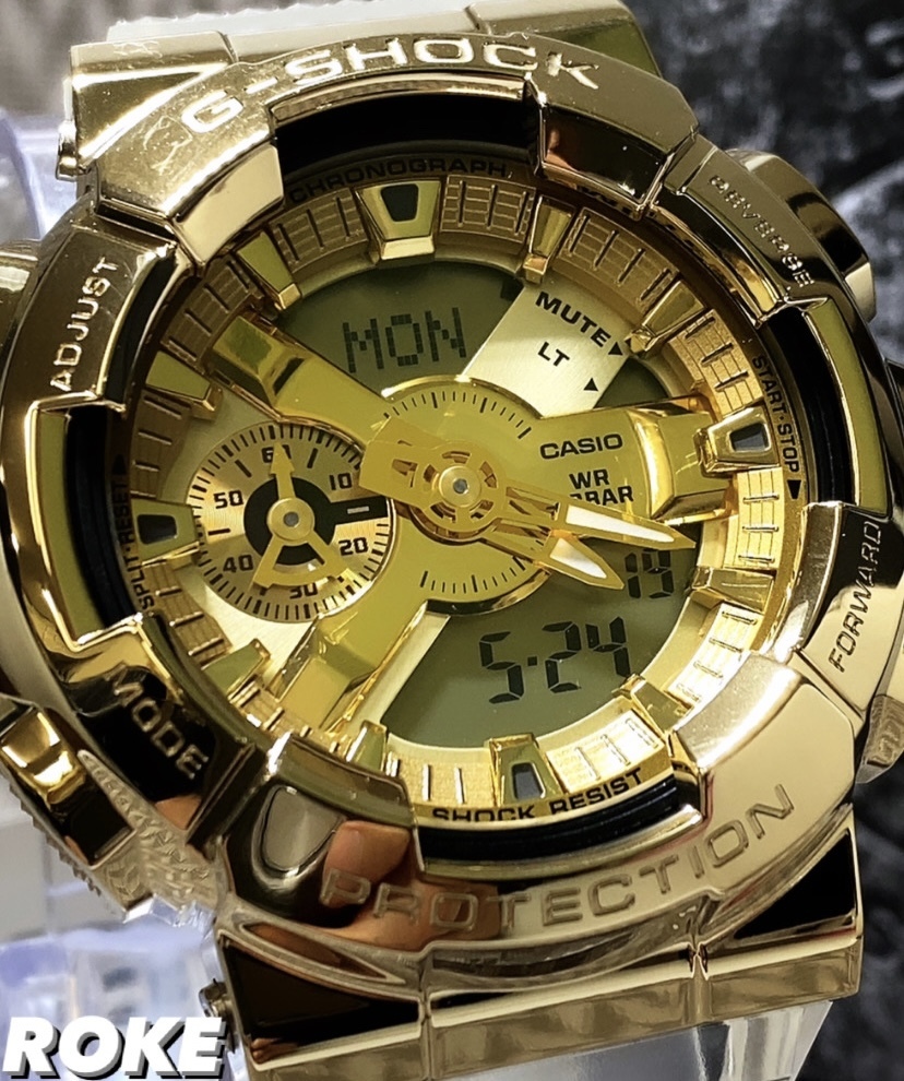 最新 新品 CASIO カシオ 正規品 G-SHOCK Gショック ジーショック 腕時計 メタルカバーシリーズ 強化ステンレスベゼル ゴールド クリア