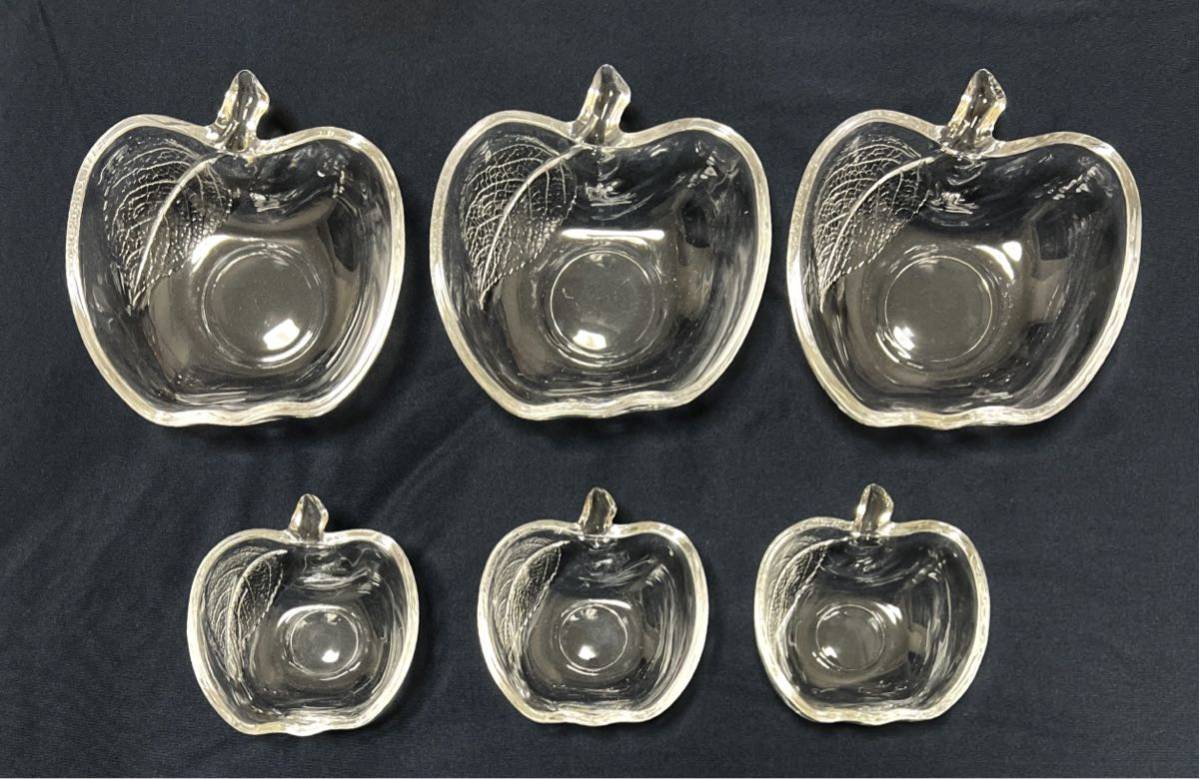 ガラス製　りんご型　小鉢＆ミニ鉢　計6点_画像2
