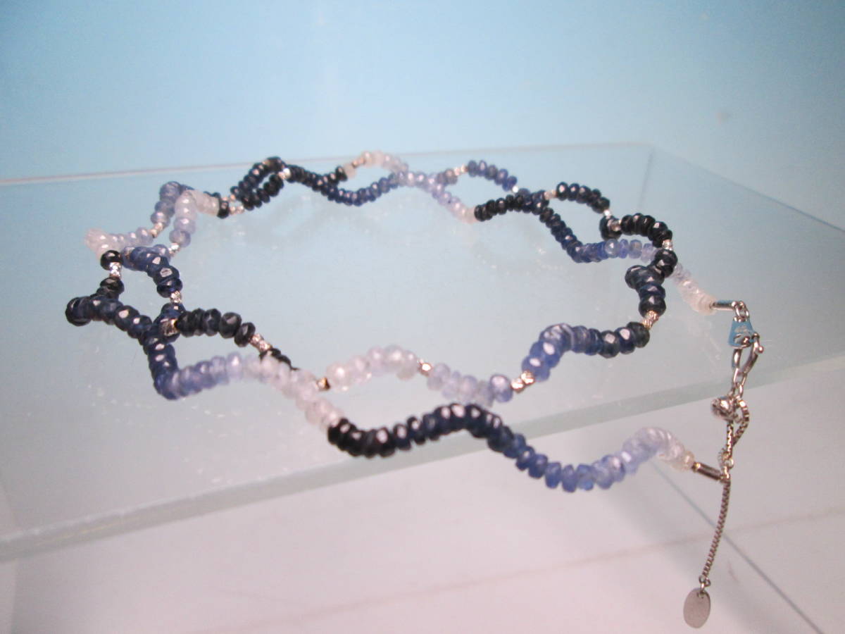 [. month ]K18WG sapphire 50CTglatieishon necklace 12,4g case attaching 