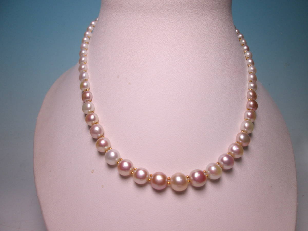 【気質アップ】 【江月】K18 ケース付 17,5g 綺麗な本真珠のデザインネックレス 真珠