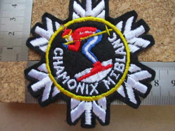 80s シャモニー モンブラン雪の結晶ビンテージ刺繍ワッペン/AアルプスSKIスキー五輪patchesフランス雪山CHAMONIX MONT BLANC旅行パッチ D1_画像9