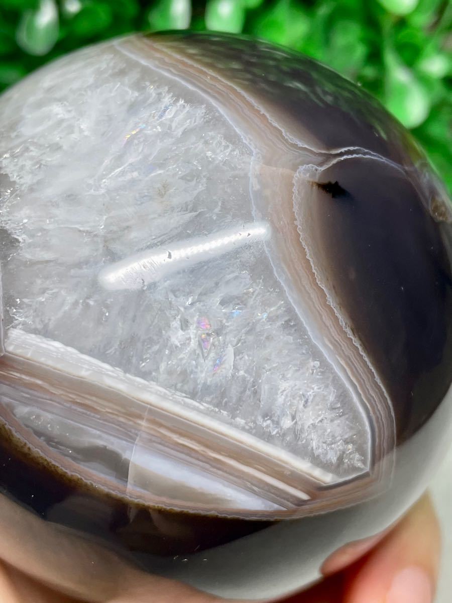 大玉 虹沢山 約75mm ジオード 水晶 アメジスト笑口瑪瑙 アゲート