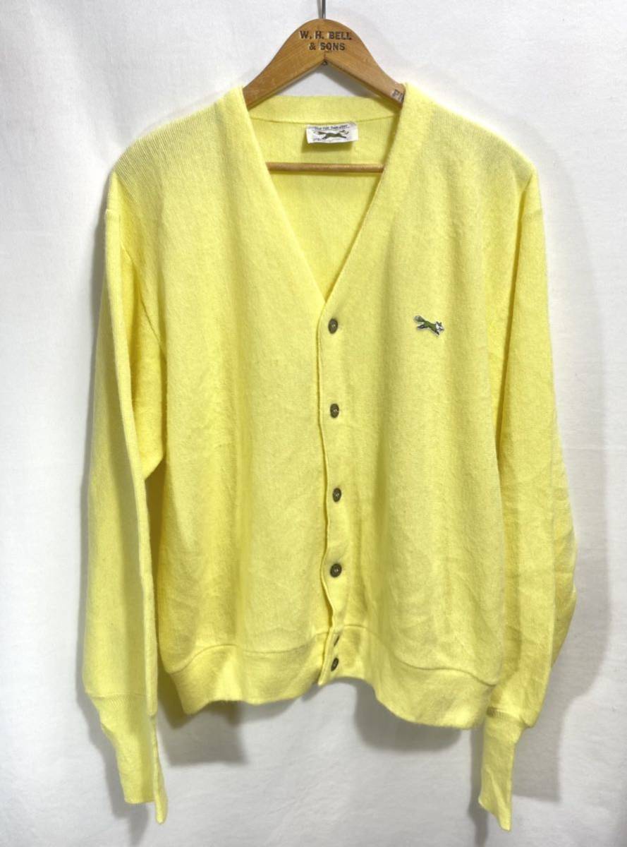 売れ筋新商品 Sweater FOX The ビンテージ 80s 70s カートコバーン愛用 ■ ワンポイト NIRVANA■ アメカジ 黄色 L カーディガン アクリルニット 刺繍ロゴ カーディガン