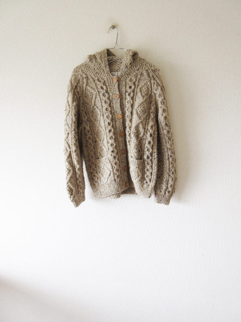 美品 Athena Designs / アテナデザイン low gauge food cardigan NATURAL * ローゲージ フードカーディガン メンズ レディース