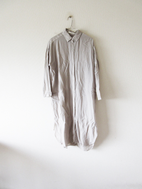 美品 2022SS evam eva / エヴァムエヴァ E221T135 cupro silk shirts one piece 1 fog * ワンピース ドレス シャツ シルク レディース