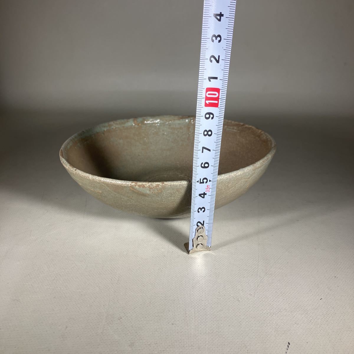 高麗〜李朝初期 高麗青磁平茶碗 仕覆付 あい箱 高麗茶碗 平茶碗 仕覆