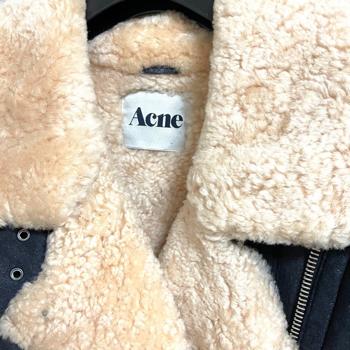 ACNE ムートン ライダース 34 ベージュ-