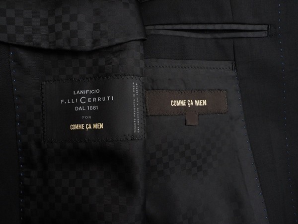 新品定価7.5万円 COMME CA MEN コムサメン 秋冬『CERRUTI チェルッティ 伊製生地』ウールギャバジン 無地 スーツLL/L黒(05) 01GN01_画像6
