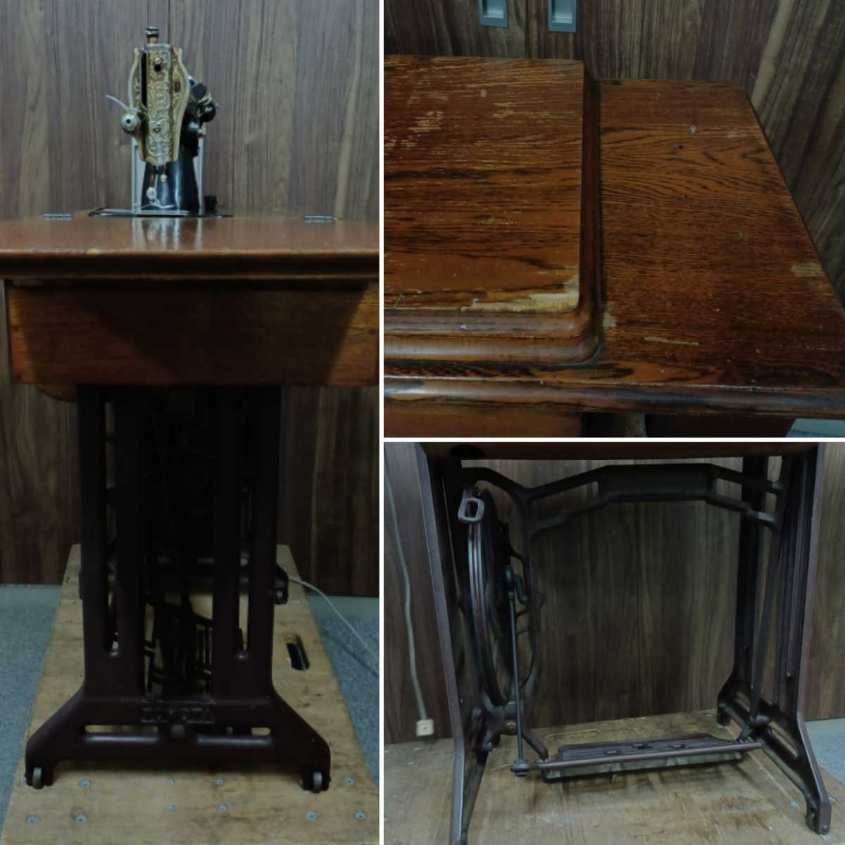 .)TOYOTA Aichi industry [ Junk ] stepping sewing machine antique sewing machine iron legs Showa Retro that time thing Toyota sewing machine (221005