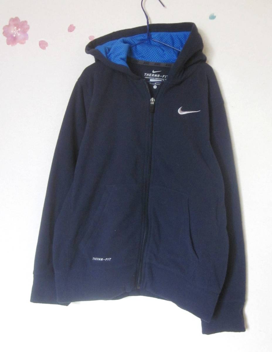 140-150cm NIKE フリース　ナイキ　フルジップパーカー　男の子　ジャケット　紺　長袖 5796_画像1