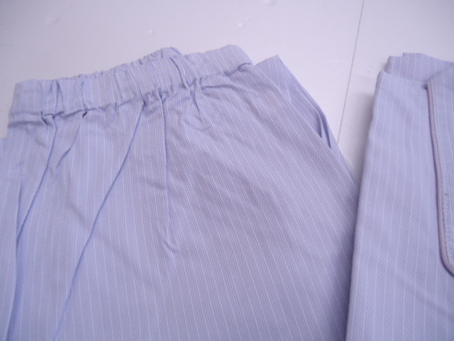 [KCM]nmf-30-L* новый товар не использовался товар * воротник имеется длинный рукав пижама передний открытие Night одежда хлопок 100% L лиловый полоса женский 