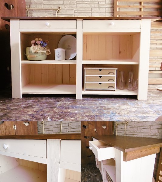 ヤフオク ｋ ４１２ 木製キッチンカウンターテーブル