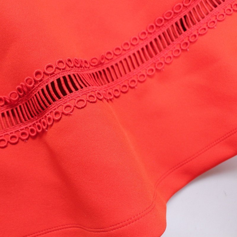  beautiful goods CARVENkaruven# spring summer stretch punch race design knees under height flair skirt XS 5 number orange 
