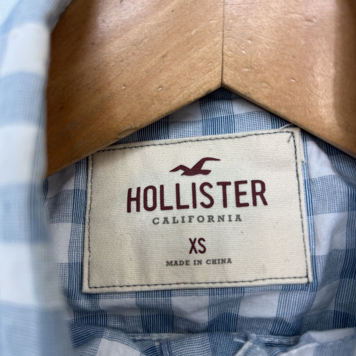 ホリスター ☆ HOLLISTER 長袖 ボタンダウン シャツ ライトブルー ホワイト メンズ XS クセのないチェックデザイン◎ アメカジ ■ED174_画像5