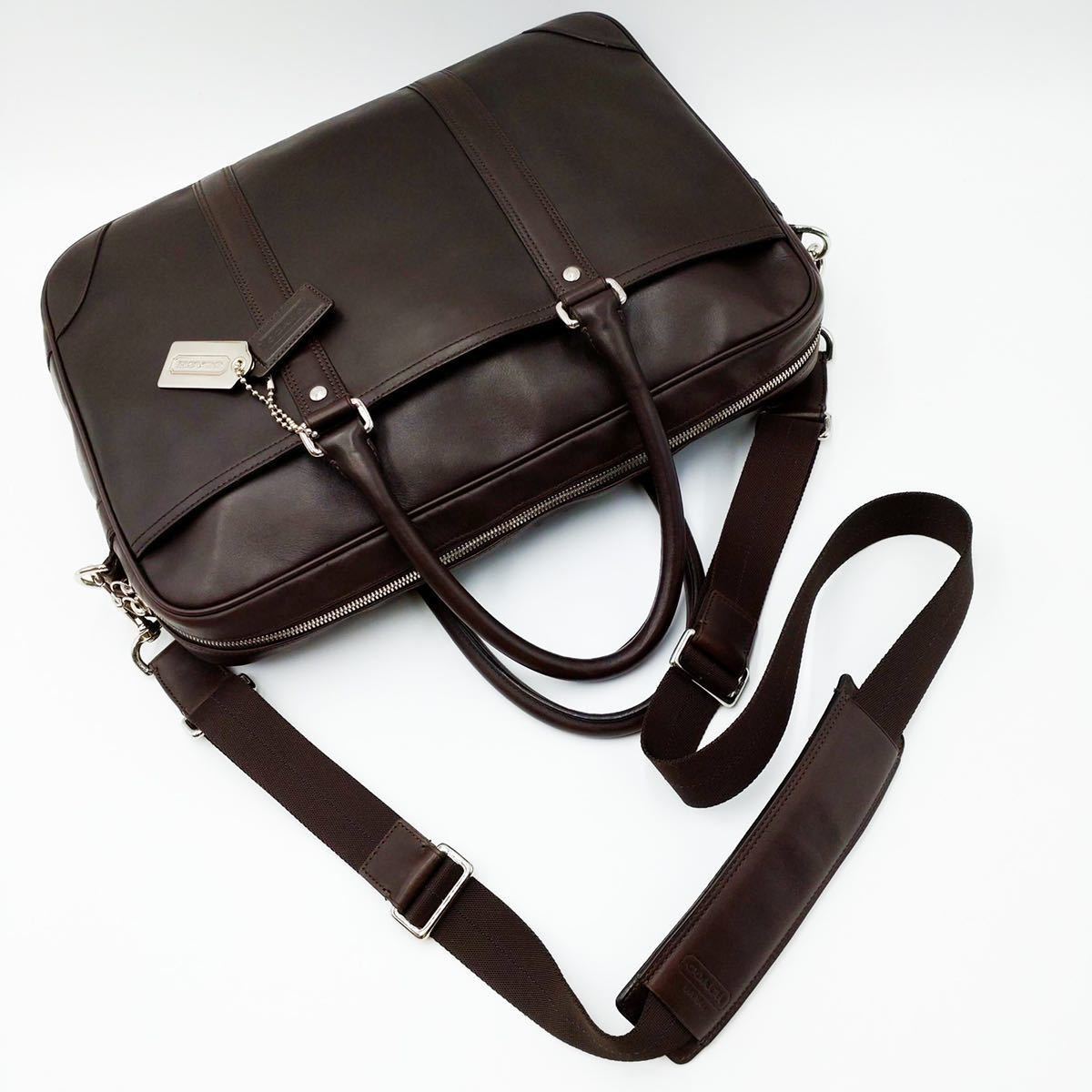 美品】【通勤通学】Coach ショルダーバッグ ビジネス レザー ブラック