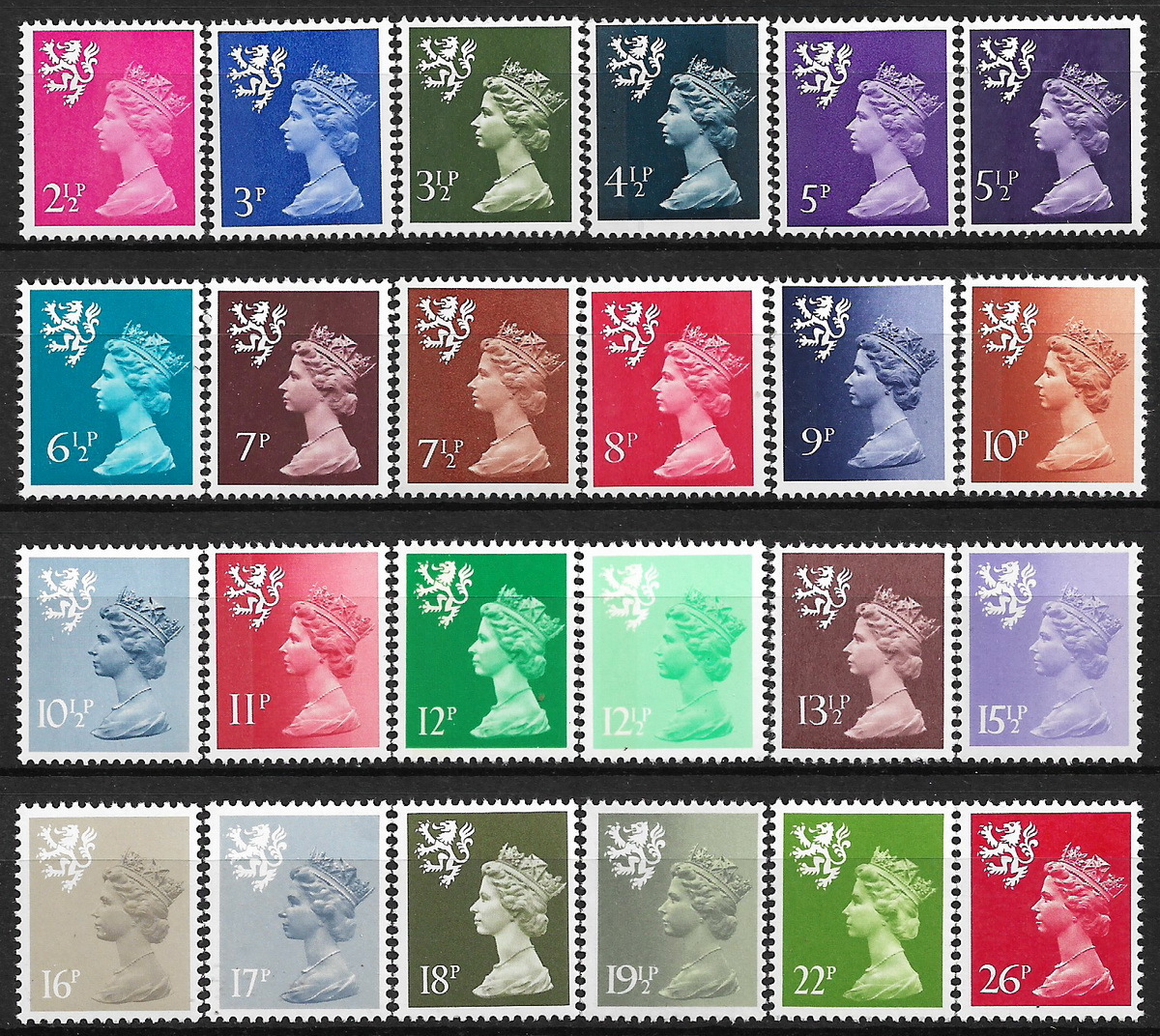 *1971-81 year England. composition country Scotland - [ Elizabeth woman .]24 kind unused (MNH)*VA-239