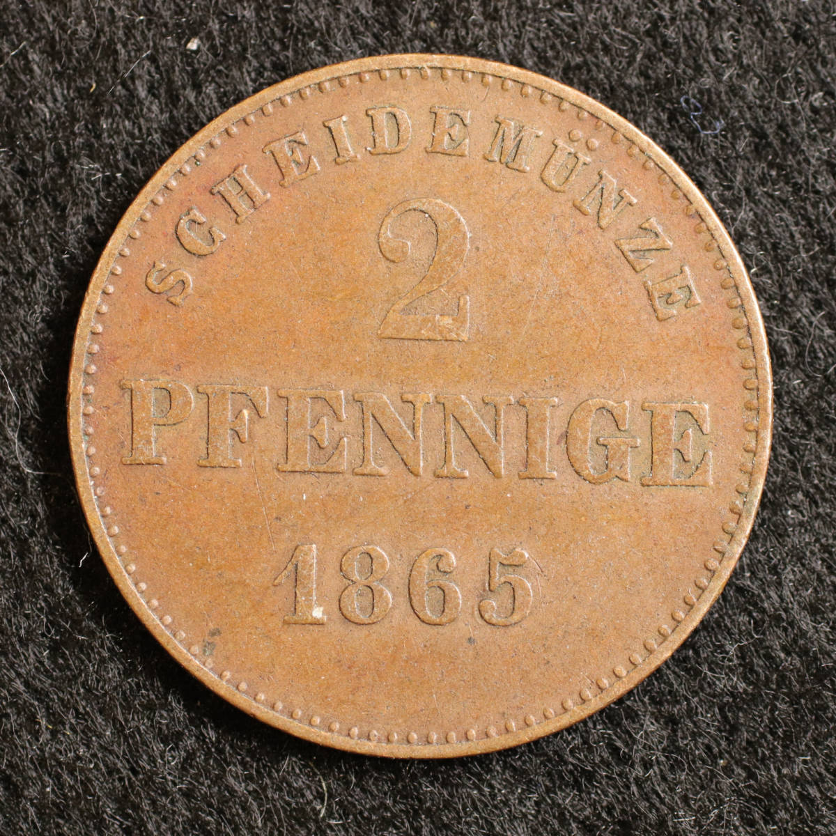 KM#171/ドイツ連邦ザクセン＝マイニンゲン公国 2ペニッヒ銅貨(1865）[E927]コイン_画像1