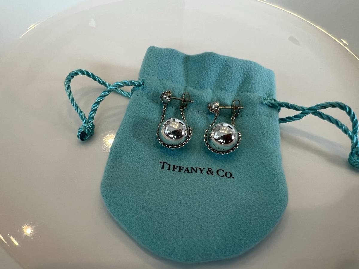 【超美品】ティファニー TIFFANY ピアス スターリングシルバー Sterling Silver Jewelry ハードウェア Hardwear チェーン ボール_画像1