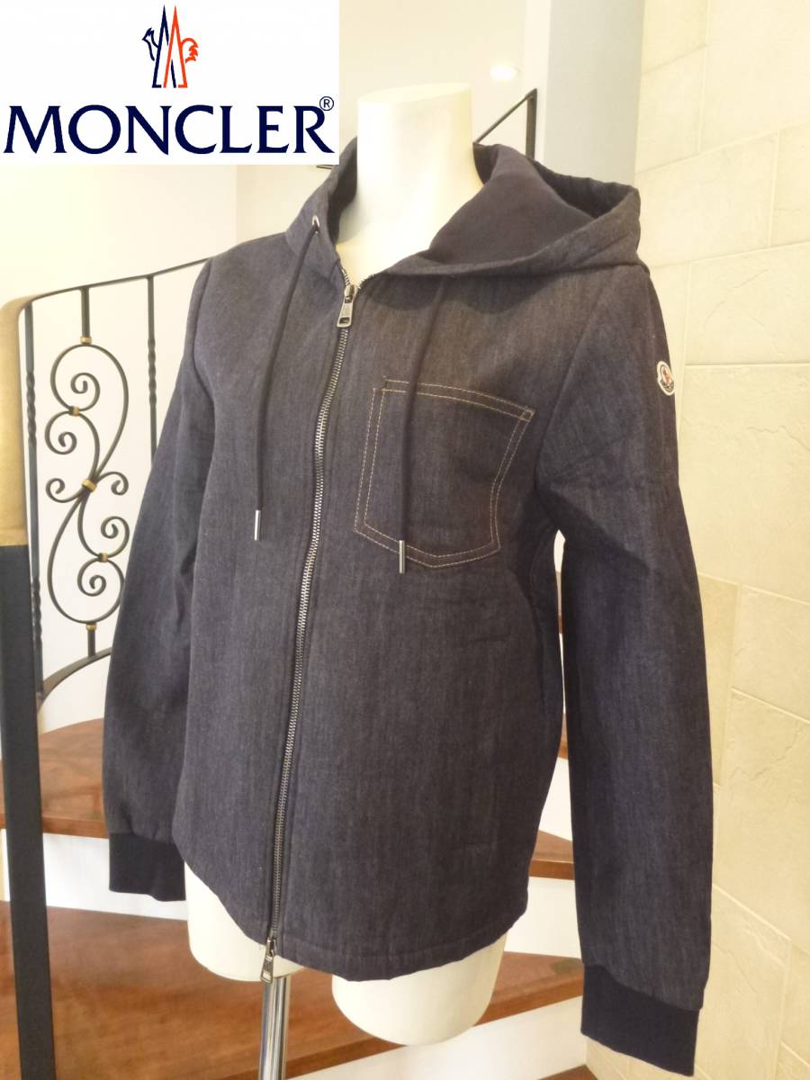 新品同様 MONCLER モンクレール★メンズ　しっかり素材　デニム　ジャケット　XS　_画像1