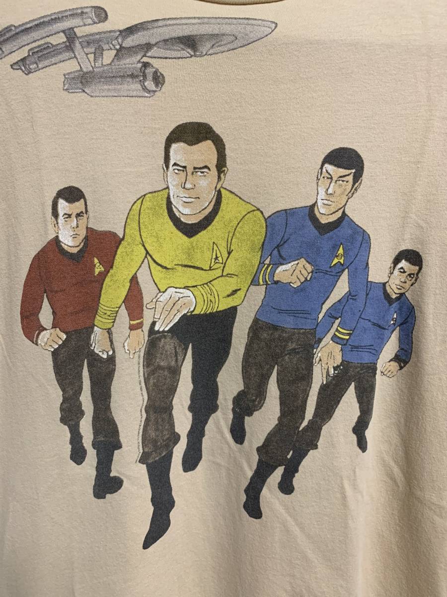 [ with translation ] Vintage 90\'s Star Trek paroti T-shirt size M ALTRU made in USA spo k car k boat length beige 