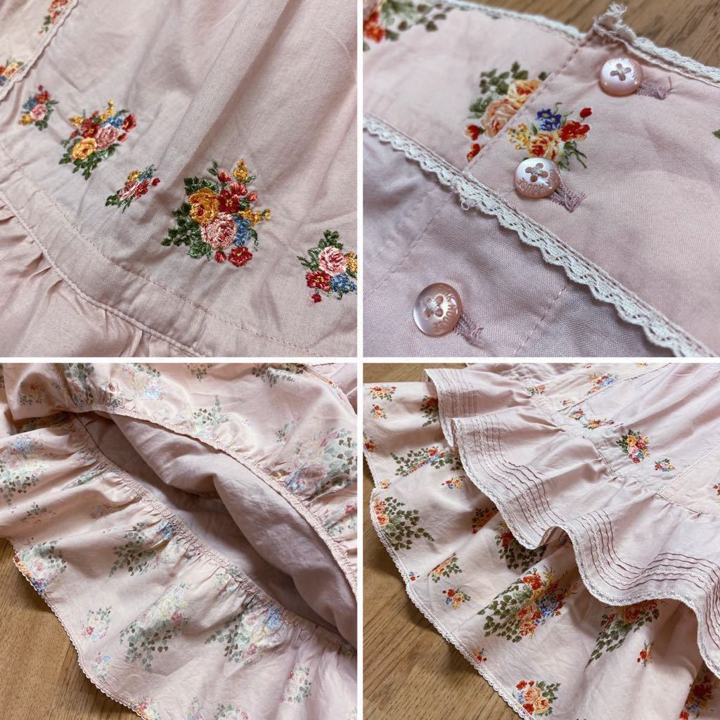 PINKHOUSE × Karl ロングブラウス チュニック レース使いバラ刺繍