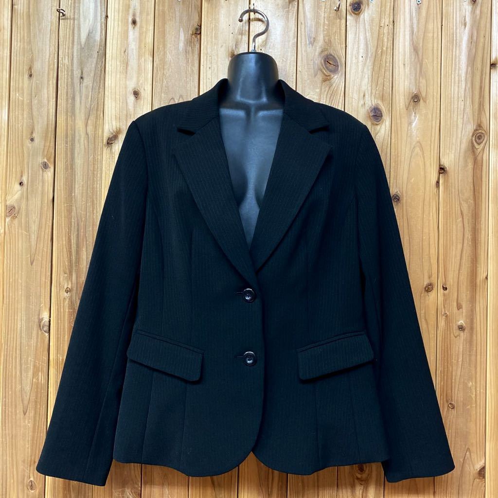 [ beautiful goods * large size /17 number (4L)]Caprine Luxe( stock ) small Izumi apparel # lady's tailored jacket black ( stripe ) formal black 