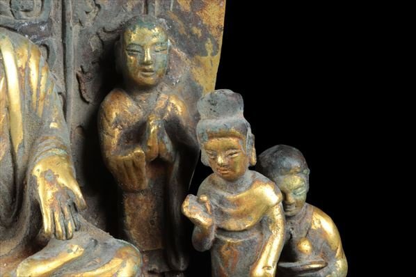 仏教美術 銅器 塗金 仏像 置物 高さ:約35cm 骨董品 美術品 9617tdy_画像6