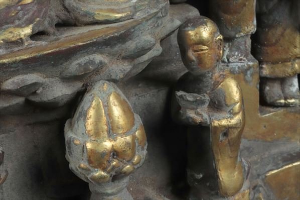 仏教美術 銅器 塗金 仏像 置物 高さ:約35cm 骨董品 美術品 9617tdy_画像8