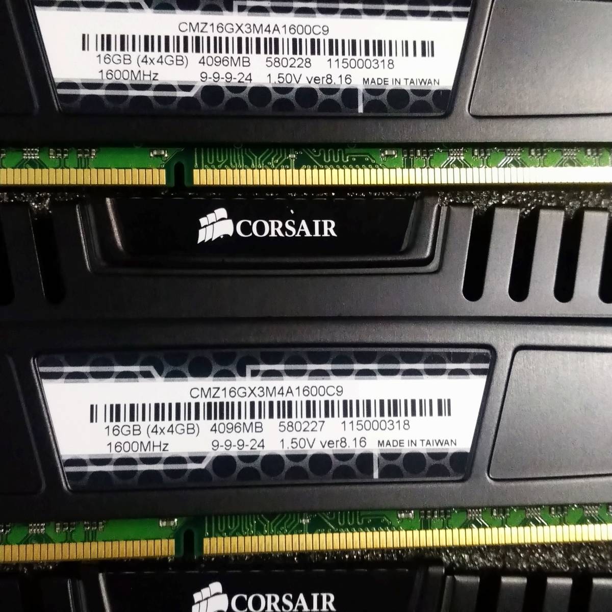【中古】DDR3メモリ 16GB(4GB4枚組) Corsair CMZ16GX3M4A1600C9 [DDR3-1600 PC3-12800]_画像6