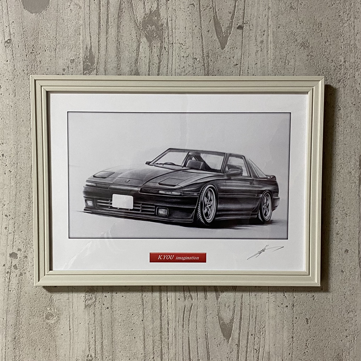  Toyota TOYOTA Supra A70 [ pencil sketch ] famous car old car illustration A4 size amount attaching autographed 