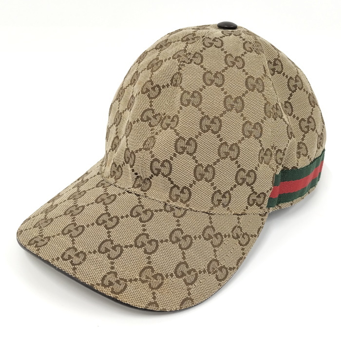 GUCCI 帽子 ベースボール キャップ GGキャンバス シェリーライン