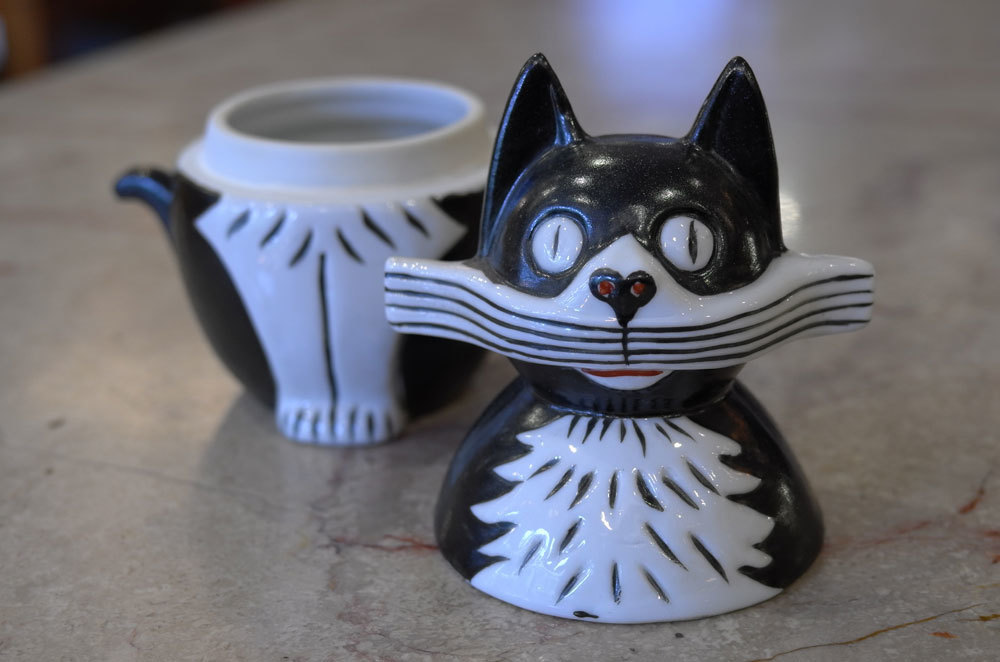 黒猫のオブジェ/アールデコ/陶器製/小物入れ/蓋物/フランスアンティーク/インテリア置物/飾り/家具 7