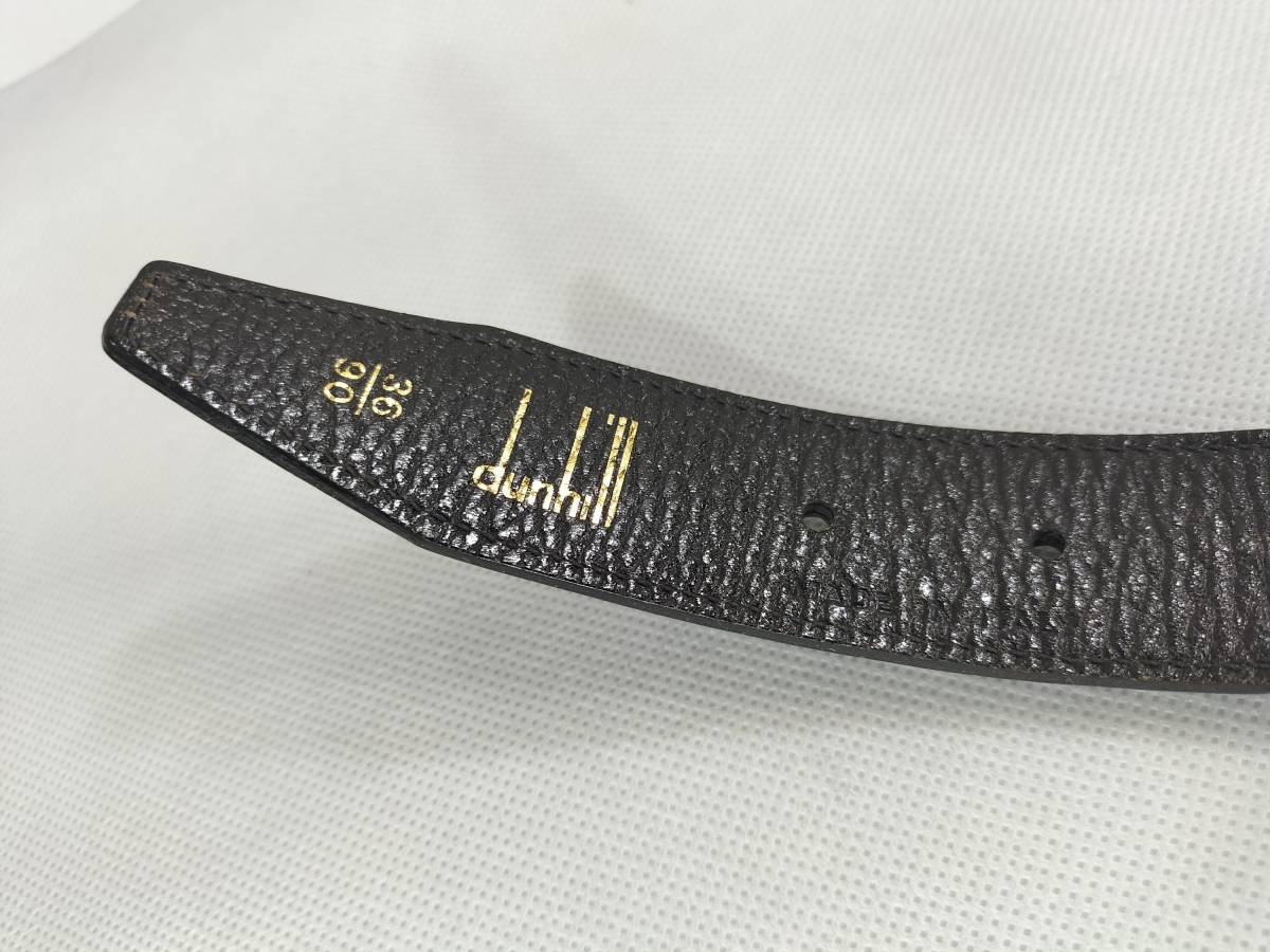 【パケプラ無料】正規美品 希少レア ダンヒル dunhill レザー ベルト 40/100 サイズ：80-90㎝ ブラック[c1013]_画像7