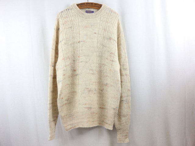 70s USA製 PENDLETON ペンドルトン 総柄 ウールニットセーター(メンズ L)ライトベージュ ヴィンテージ フィッシャーマン_画像1