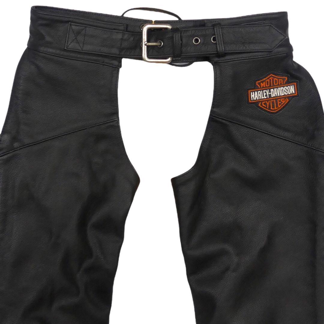  prompt decision *HARLEY DAVIDSON* leather chaps leather ntsu Harley Davidson men's S black original leather Rider's pants real leather lock touring 
