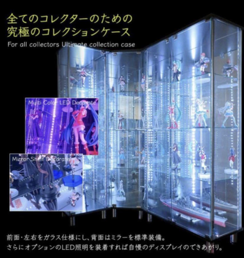 【すべてのコレクターのために！】ディスプレイラック　幅80cm　ガラスコレクションケース 背面ミラー 本体 LEDセット 鍵付_画像1