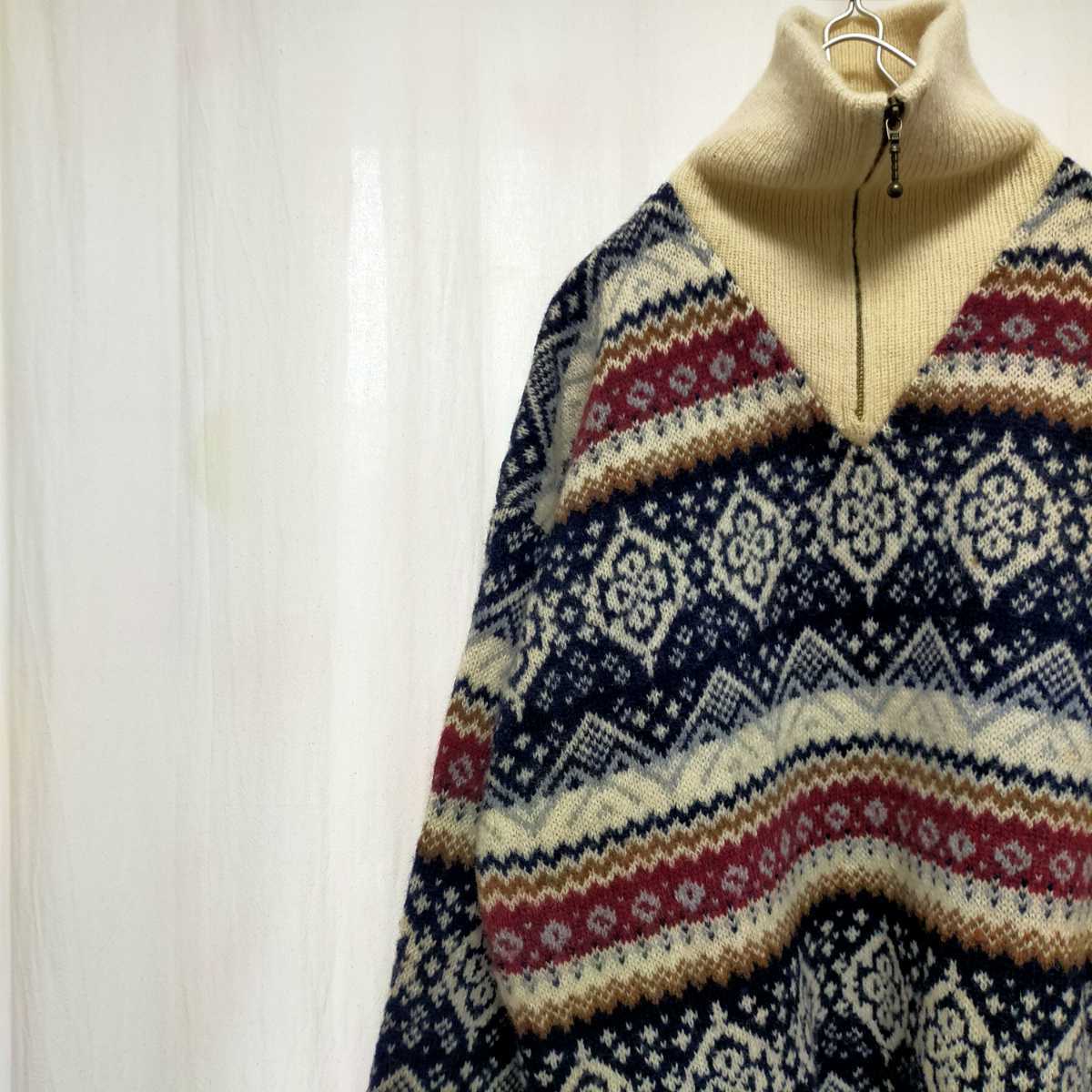 古着 Mcneal ニットセーター ハイネック ヴィンテージ ノルディック柄 90s