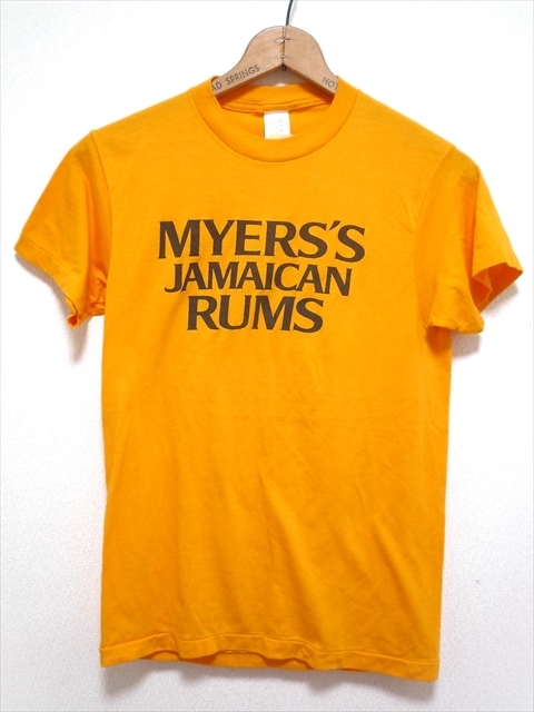 80’s ビンテージ MYERS'S JAMAICAN RUMS マイヤーズラム Tシャツ 半袖 L ジャマイカ ラム酒 50％綿 50％ポリエステル 山吹色 USA製 男女兼_画像1