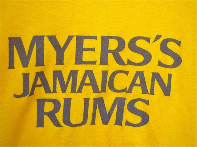 80’s ビンテージ MYERS'S JAMAICAN RUMS マイヤーズラム Tシャツ 半袖 L ジャマイカ ラム酒 50％綿 50％ポリエステル 山吹色 USA製 男女兼_画像4