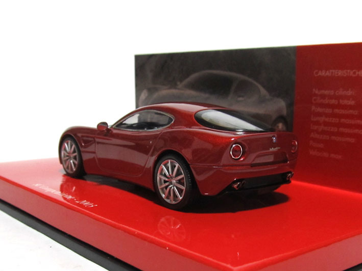 A★ PMA 1/43 ★ アルファロメオ 8C ／ 2004 AlfaRomeo 8C メタリックレッド ★ アルファロメオ ミュージアムシリーズ_サンプル画像