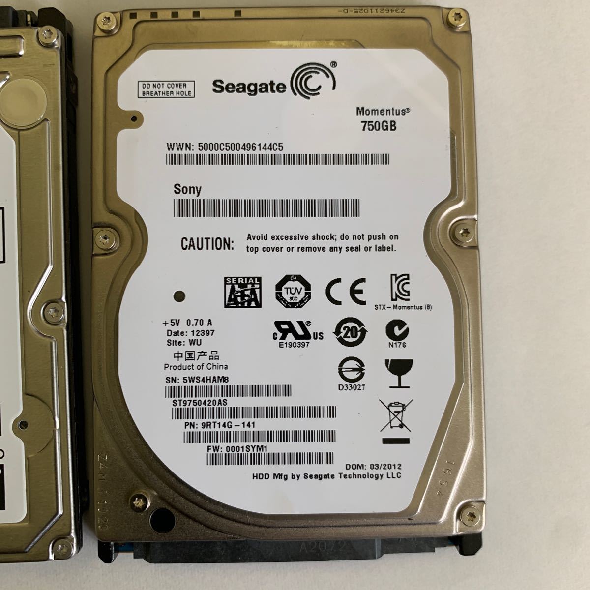 2.5インチHDD 750GB 日立とシーゲット製　SATA 2個セット　正常動作品