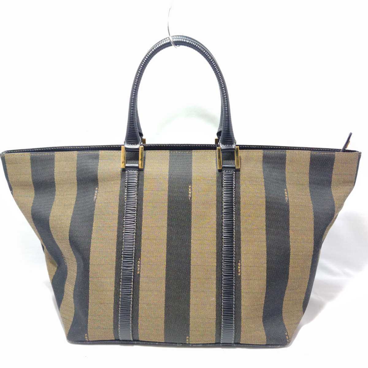 FENDI フェンディ ペカン柄 トートバッグ ハンドバッグ PVC レザー 1円 今年の新作から定番まで! FENDI フェンディ トートバッグ ハンドバッグ PVC×レザー ハンドバッグ