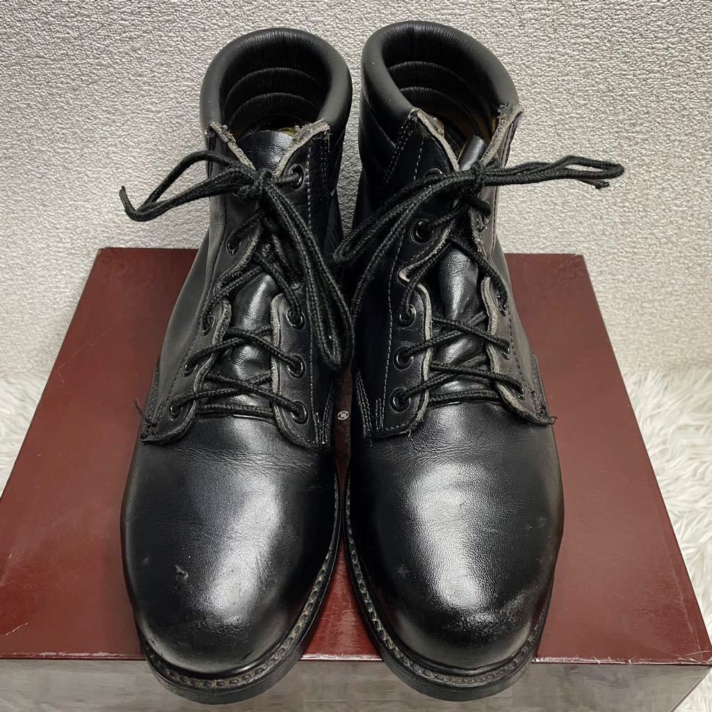 送料無料　【USA製・ヴィンテージ】PT91 規格　プレーントゥ　セーフティブーツ　　安全靴　サイズ　7W 25-25.5cm 黒　ブラック　90年代