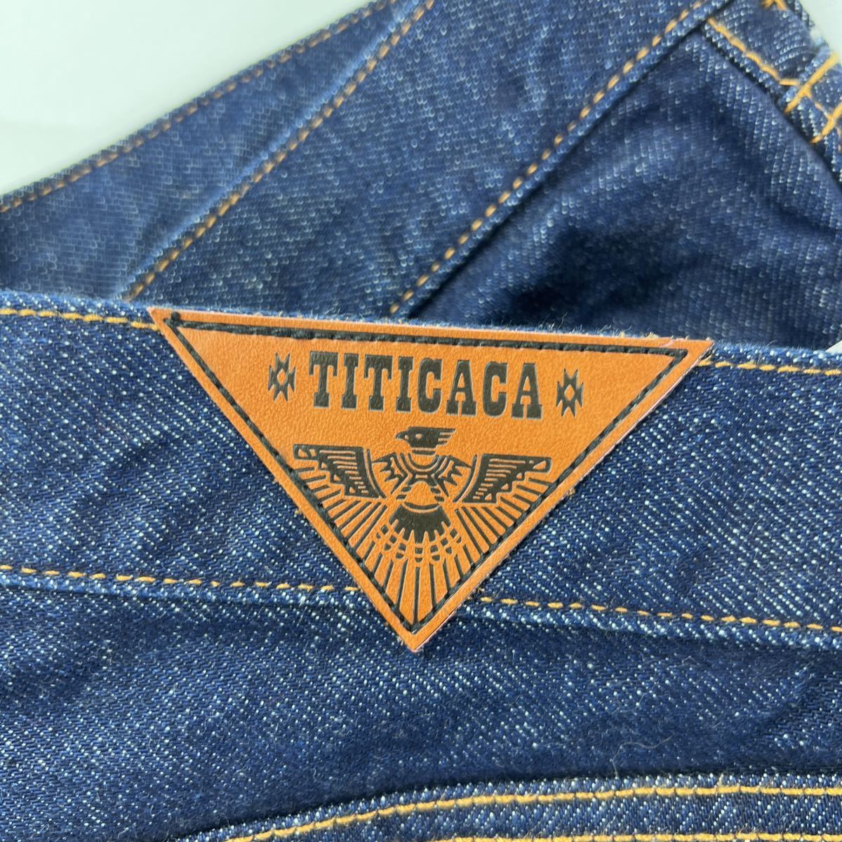 チチカカ ☆ TITICACA デニムパンツ ジーンズ リラックスシルエット◎ 太め 濃いめ インディゴ L アメカジ ネイティブ 古着MIX■Ja4792_画像6