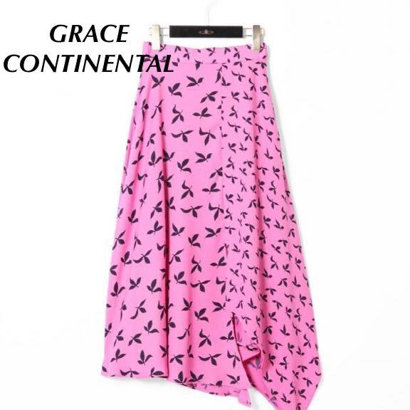 【大注目】 CONTINENTAL GRAVE フレアスカート　美品　サイズ38 ロングスカート 日本製　ピンク　花柄 Mサイズ