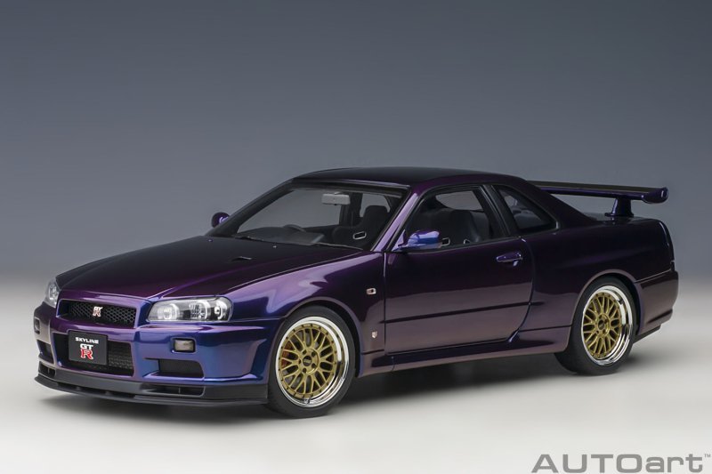 ◎【オートアート】 1/18 スカイラインGT-R(R34)Vスペック II &BBS