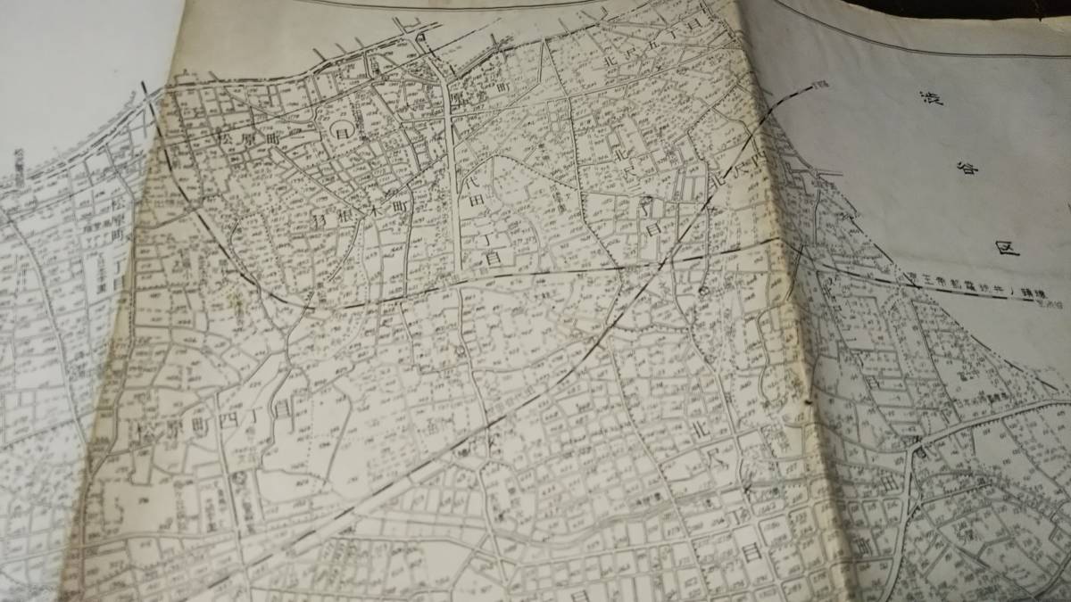 古地図  世田谷 東京都 地図 資料 町名 番地 55×80cm  昭和30年代 発行 キレ ヨゴレ B2210の画像6