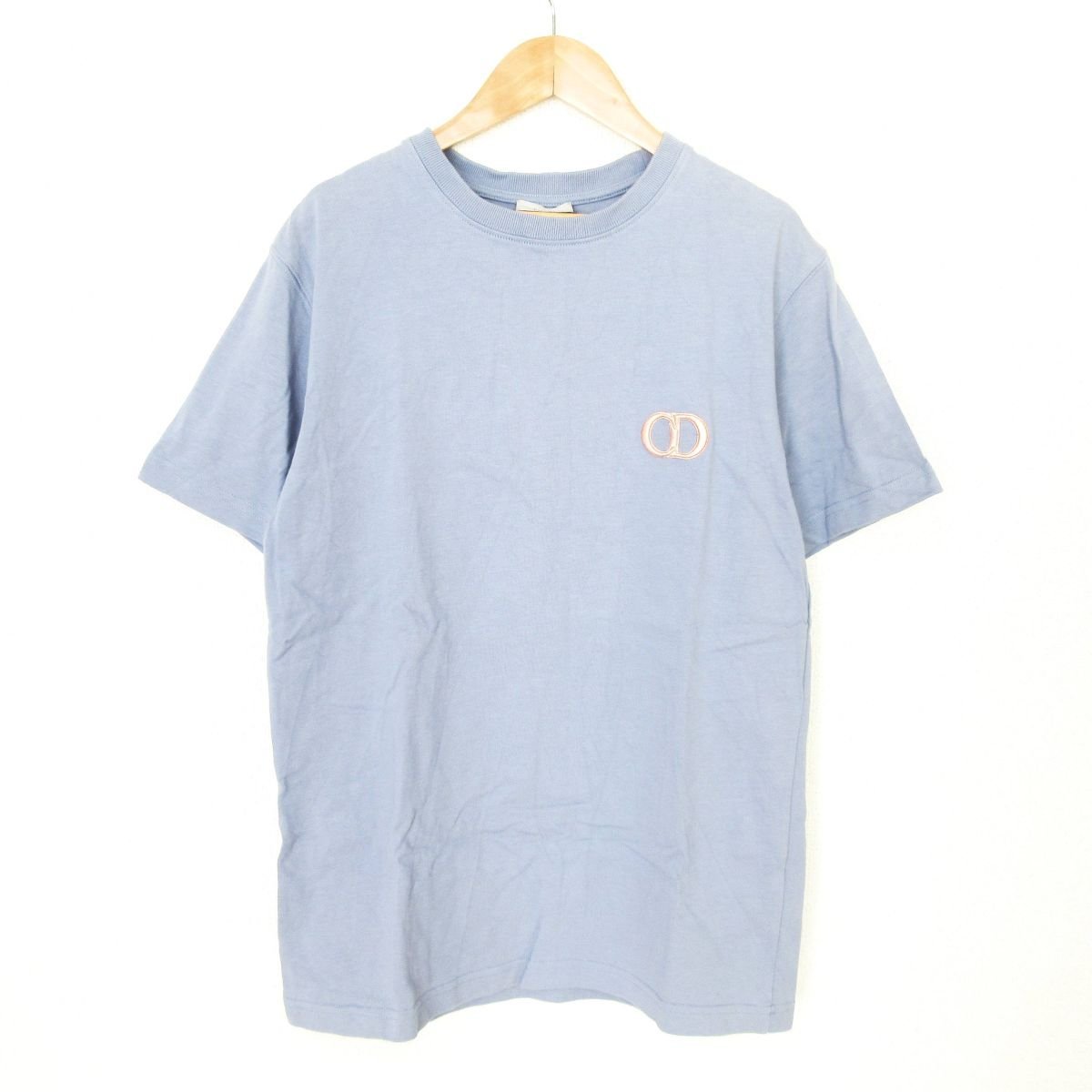 美品 19-20SS DIOR ディオールオム 半袖 CDアイコン刺繍 ロゴ刺繍 オーバーサイズ Tシャツ カットソー XS 青 ブルー_画像1