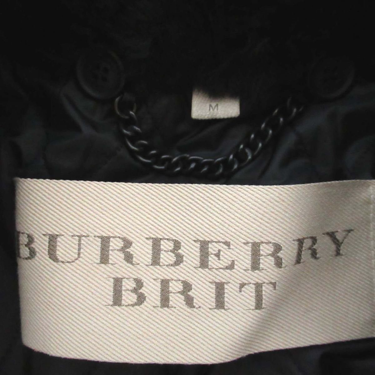 美品 BURBERRY BRIT バーバリーブリット 襟ボア ラムレザー ダブル 中綿 ライダースジャケット Mサイズ 黒 ブラック C0904_画像7