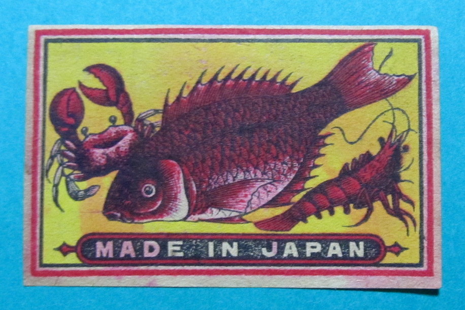  war front Match label export for sea bream, crab, shrimp MADE IN JAPAN